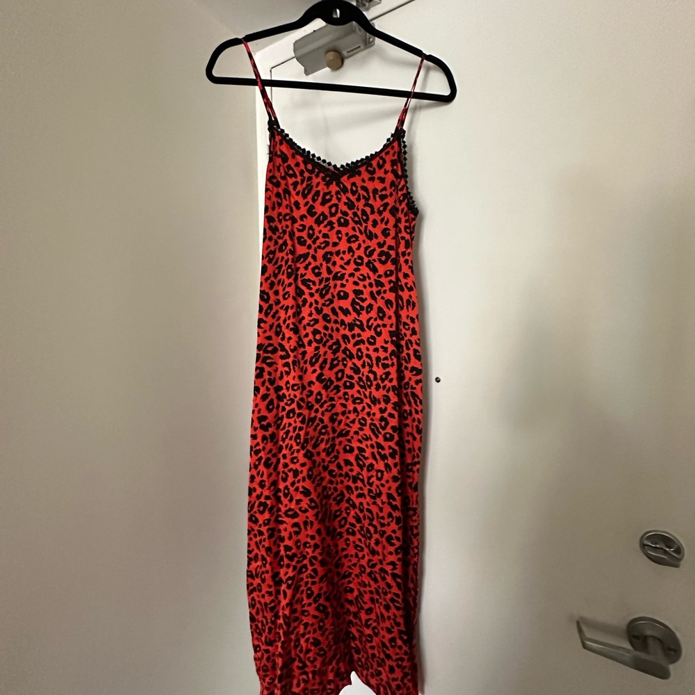 Leopard-Print Midi Slip Dress